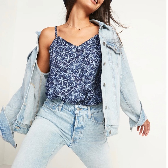 Old Navy Women’s Blue Ruffled Tie-Dye V-Neck Cami Tank Top Size Small $25 - Picture 4 of 4